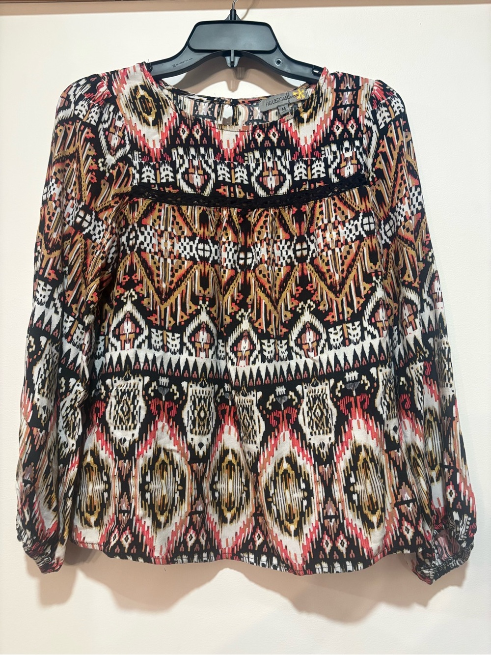 fig and flower Multi-Color Geometric Peasant Blouse